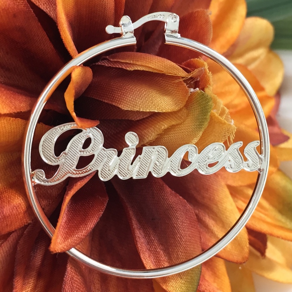 925 White Gold Filled Round Hoop Earrings PRINCESS